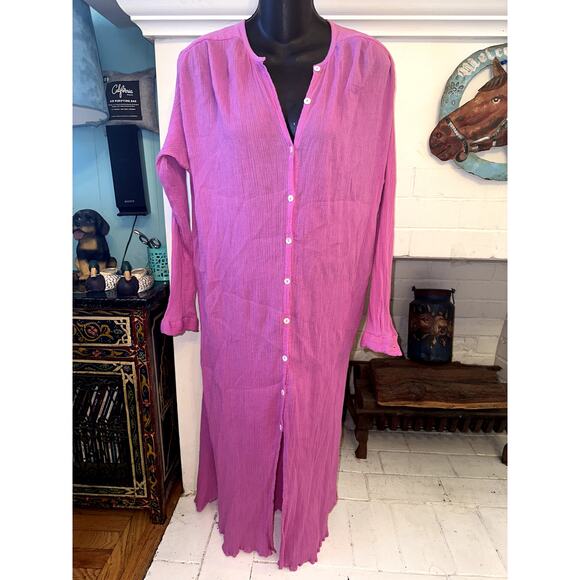 MILLE RESORT & TRAVEL JASMINE ORCHID GAUZE MIDI DRESS L - Picture 2 of 10